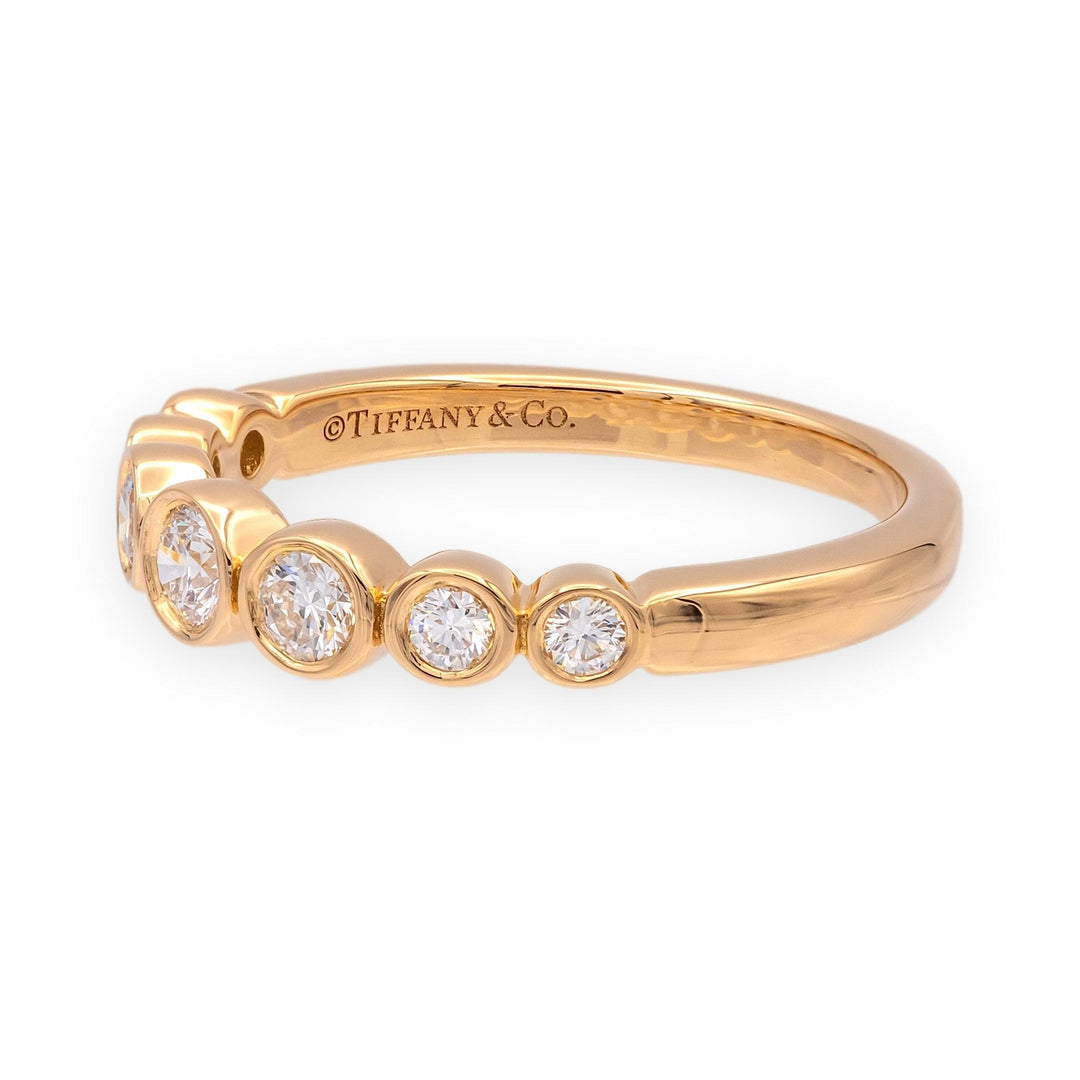 Tiffany & Co. 18K Rose Gold Half Circle graduated Bezel Jazz Diamond Band Ring
