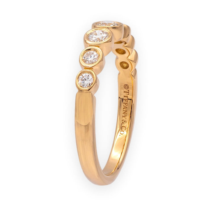 Tiffany & Co. 18K Rose Gold Half Circle graduated Bezel Jazz Diamond Band Ring