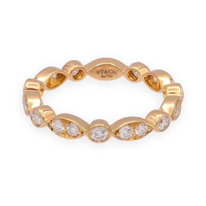 Tiffany & Co. 18K Rose Gold Full Circle Jazz Diamond Band Ring Size 5.5