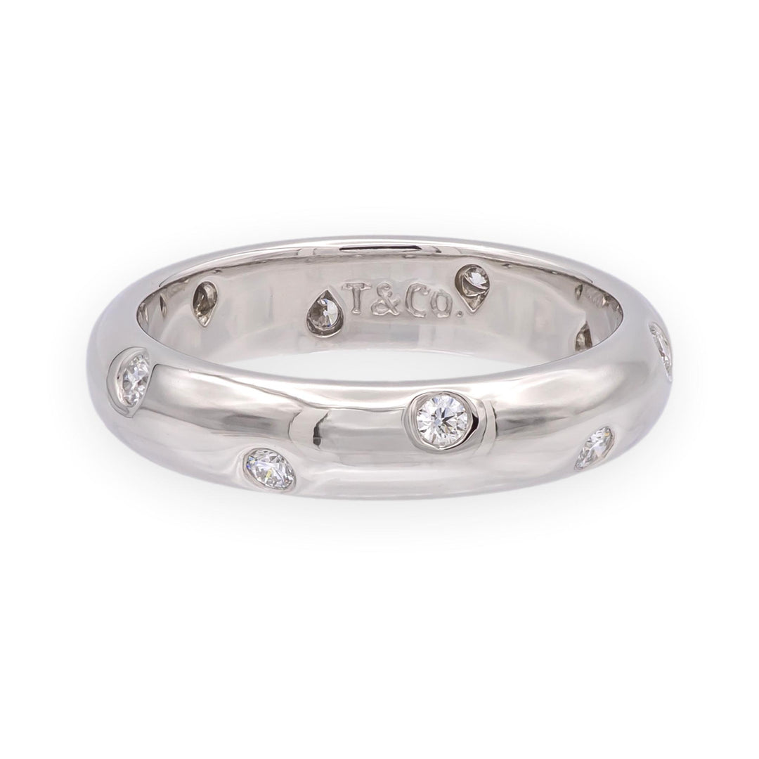 Tiffany & Co. Platinum Etoile Vintage Diamond Band Ring 4.3mm , Size 6
