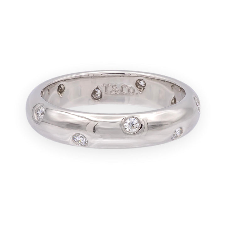 Tiffany & Co. Platinum Etoile Vintage Diamond Band Ring 4.3mm , Size 6