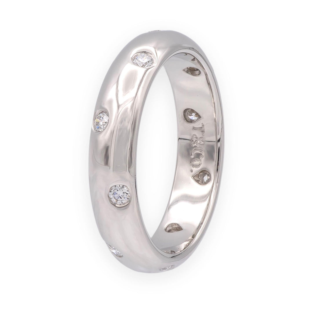 Tiffany & Co. Platinum Etoile Vintage Diamond Band Ring 4.3mm , Size 6
