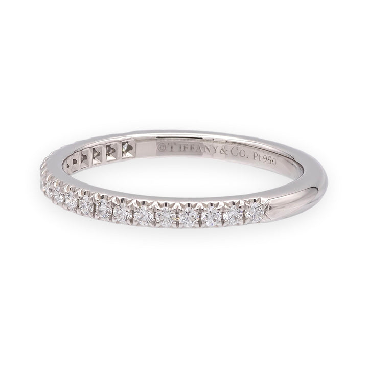 Tiffany & Co. Platinum Half CIrcle Soleste Diamond Band Ring Size 4.75