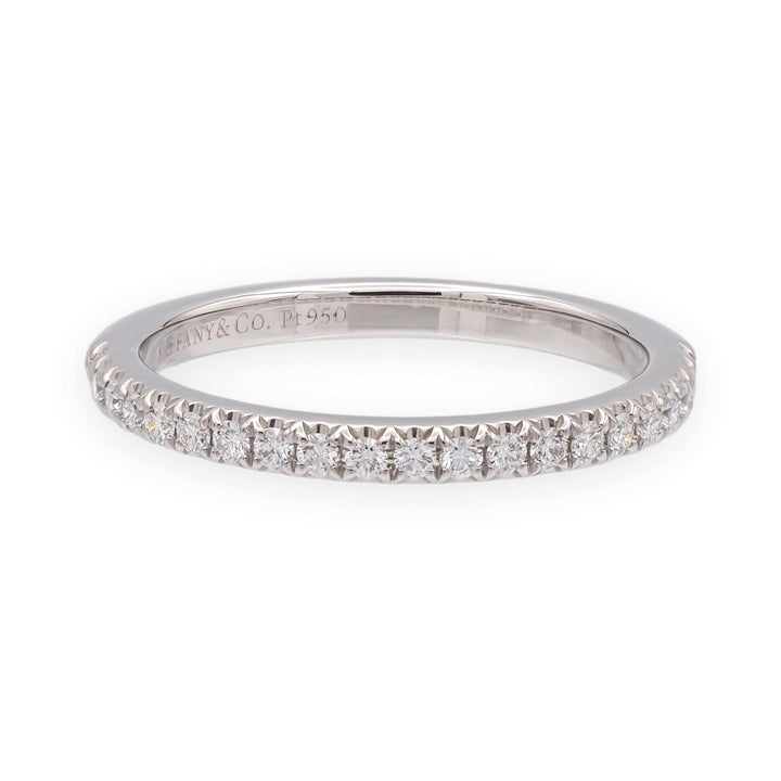 Tiffany & Co. Platinum Half CIrcle Soleste Diamond Band Ring Size 4.75