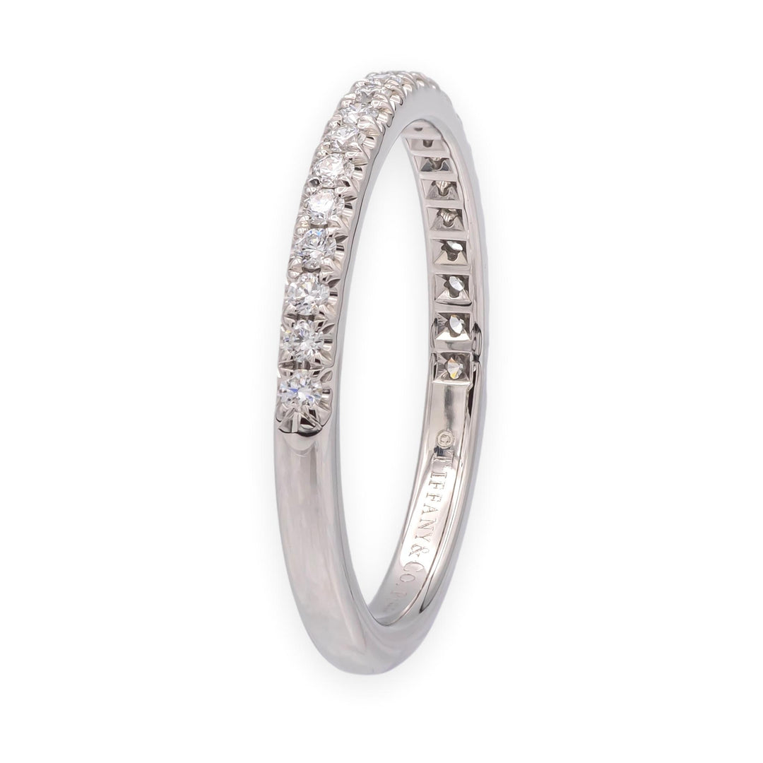 Tiffany & Co. Platinum Half CIrcle Soleste Diamond Band Ring Size 4.75