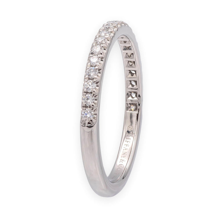Tiffany & Co. Platinum Half CIrcle Soleste Diamond Band Ring Size 4.75