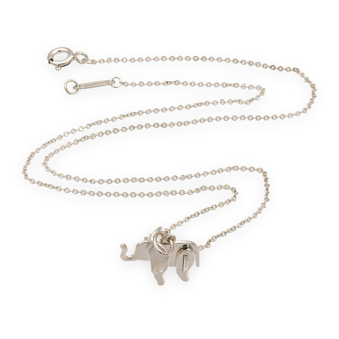 Tiffany & Co. Save The Wild Elephant Charm Necklace Sterling Silver 925 16"