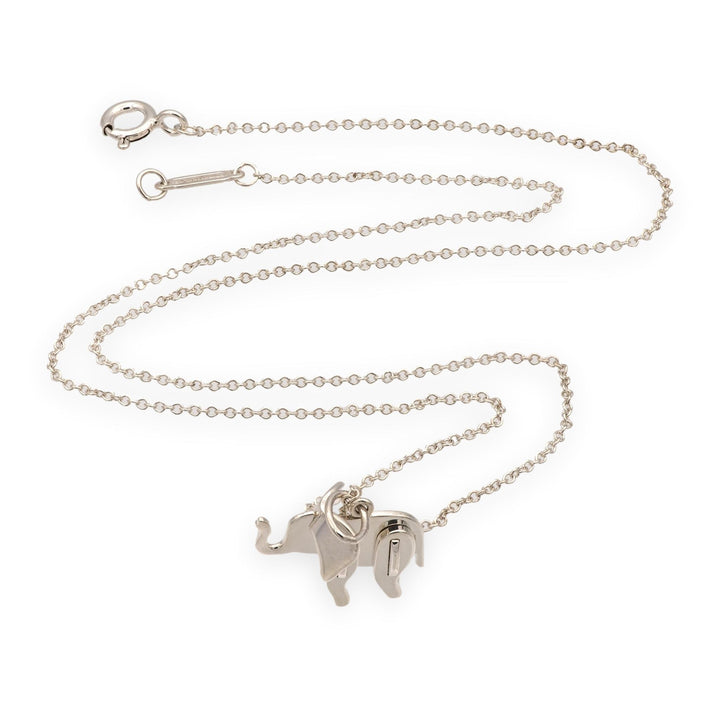 Tiffany & Co. Save The Wild Elephant Charm Necklace Sterling Silver 925 16"