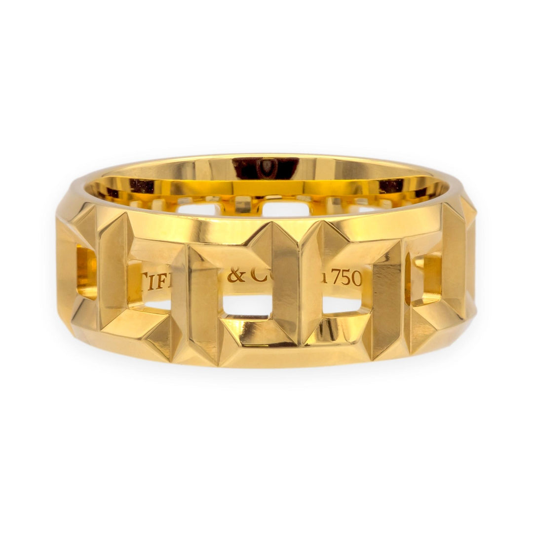 Tiffany & Co. T True 8mm Ring 18K Yellow Gold Band Size 9.25