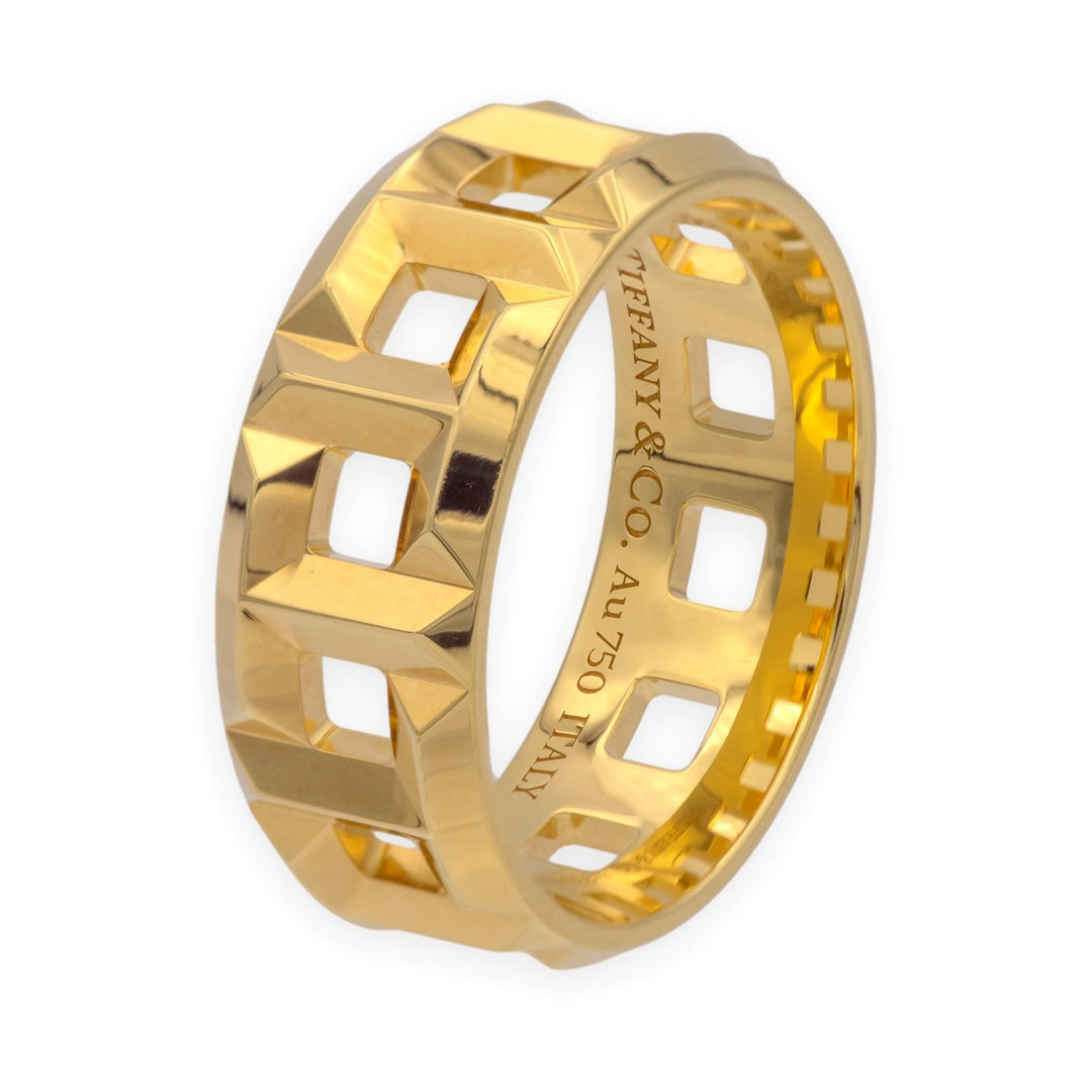 Tiffany & Co. T True 8mm Ring 18K Yellow Gold Band Size 9.25