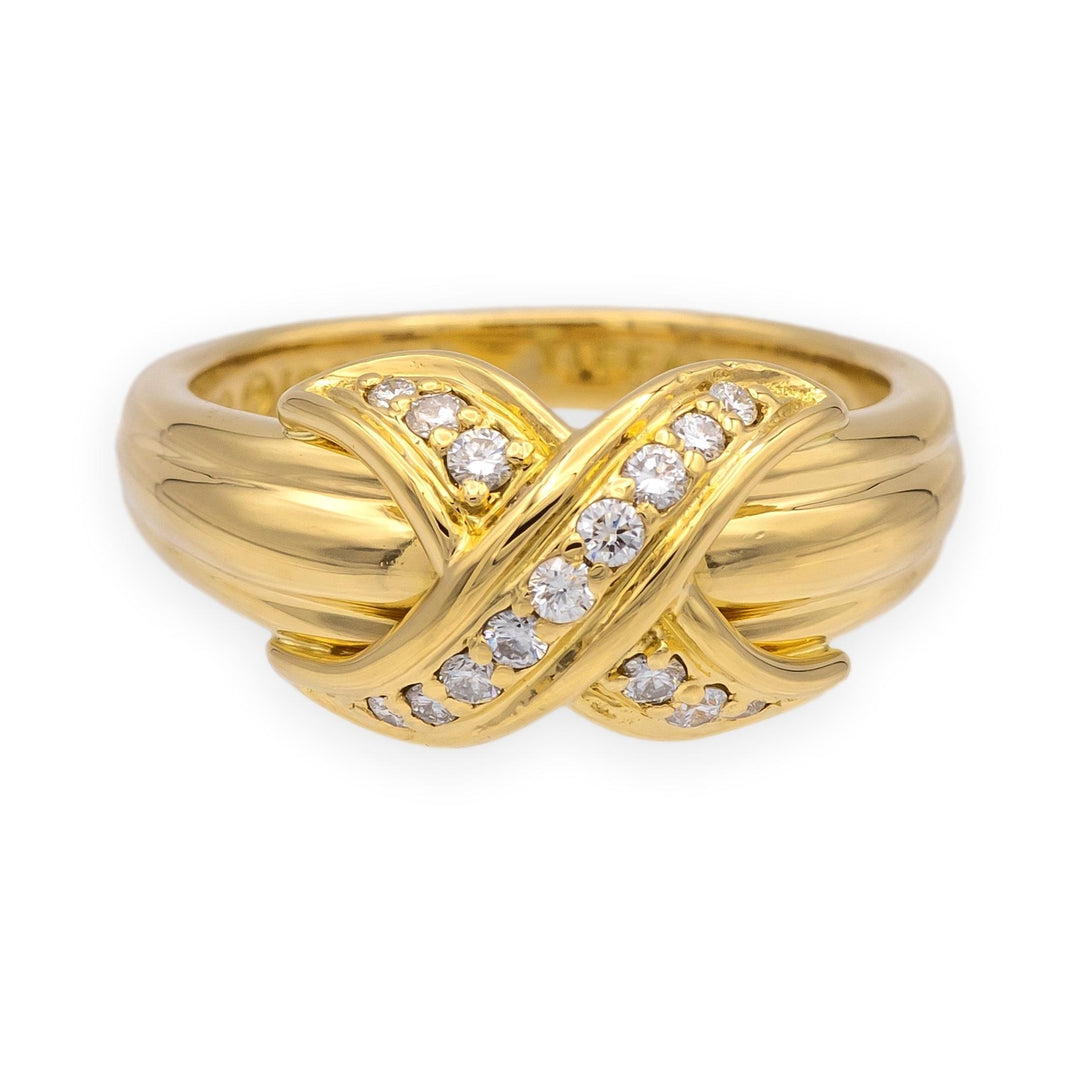 Vintage Tiffany & Co. Signature X Diamond Ring, 18K Yellow Gold, Circa 1990