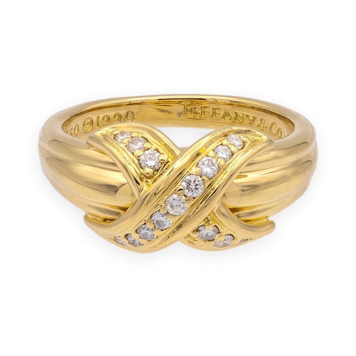 Vintage Tiffany & Co. Signature X Diamond Ring, 18K Yellow Gold, Circa 1990