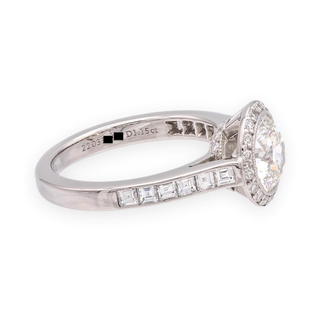 Tiffany & Co. Platinum 1.15 Cts Center Round Legacy Diamond Engagement Ring