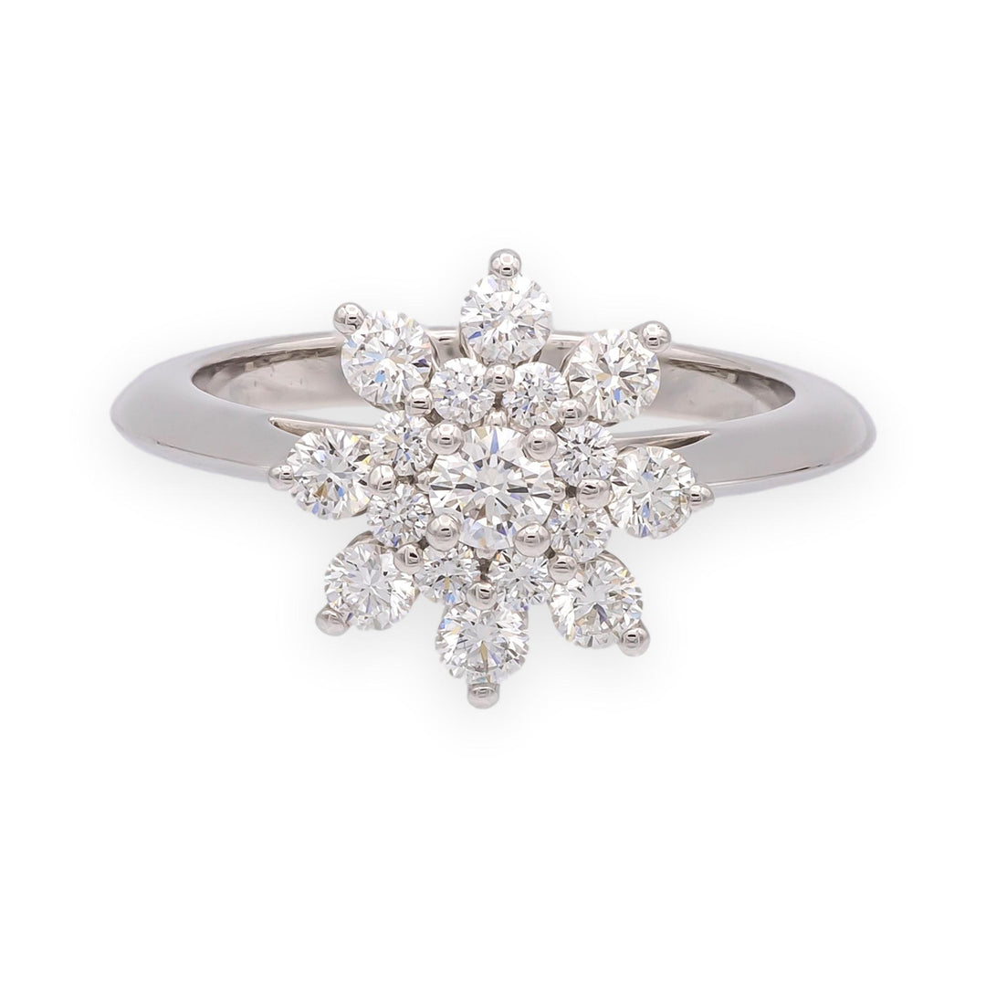 Tiffany & Co. Platinum Flower Diamond Ring 0.60 CTW