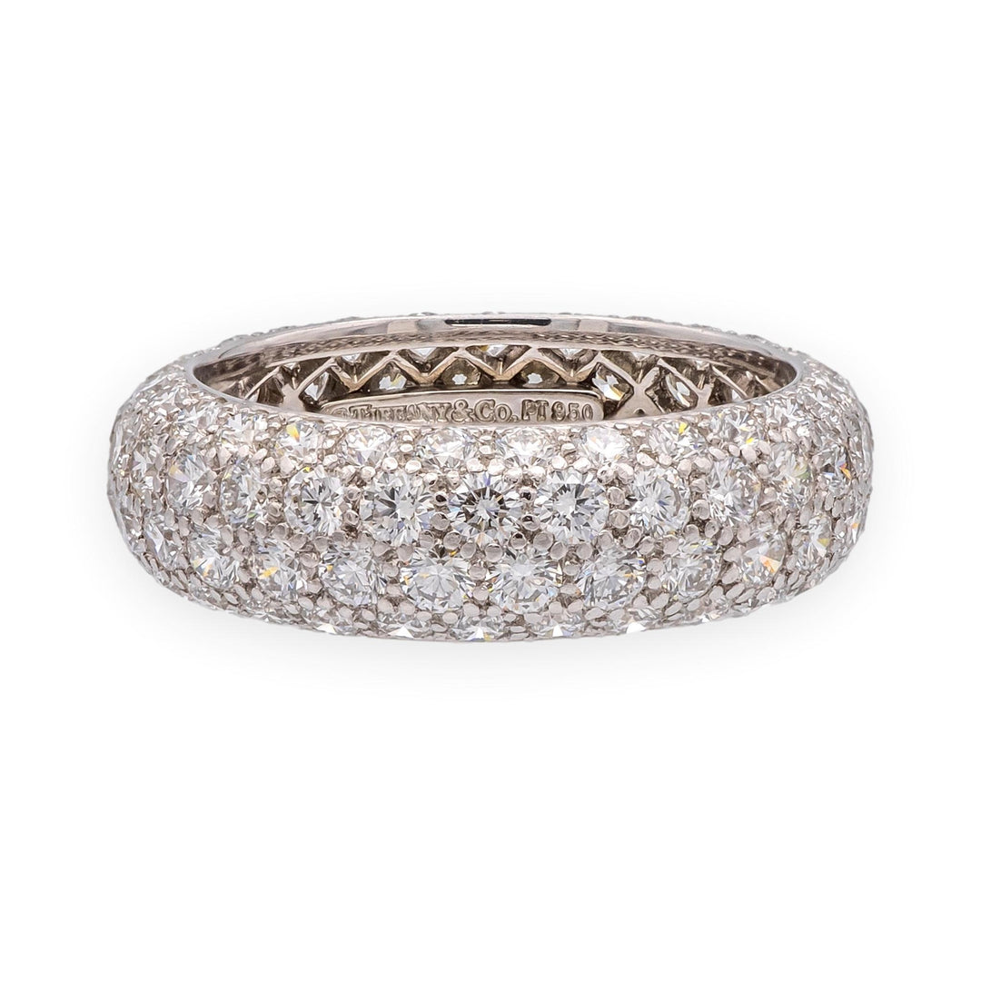 Tiffany & Co. Etoile 4-Row Pavé Diamond Band Ring 2.80 CTW Platinum Size 5.5