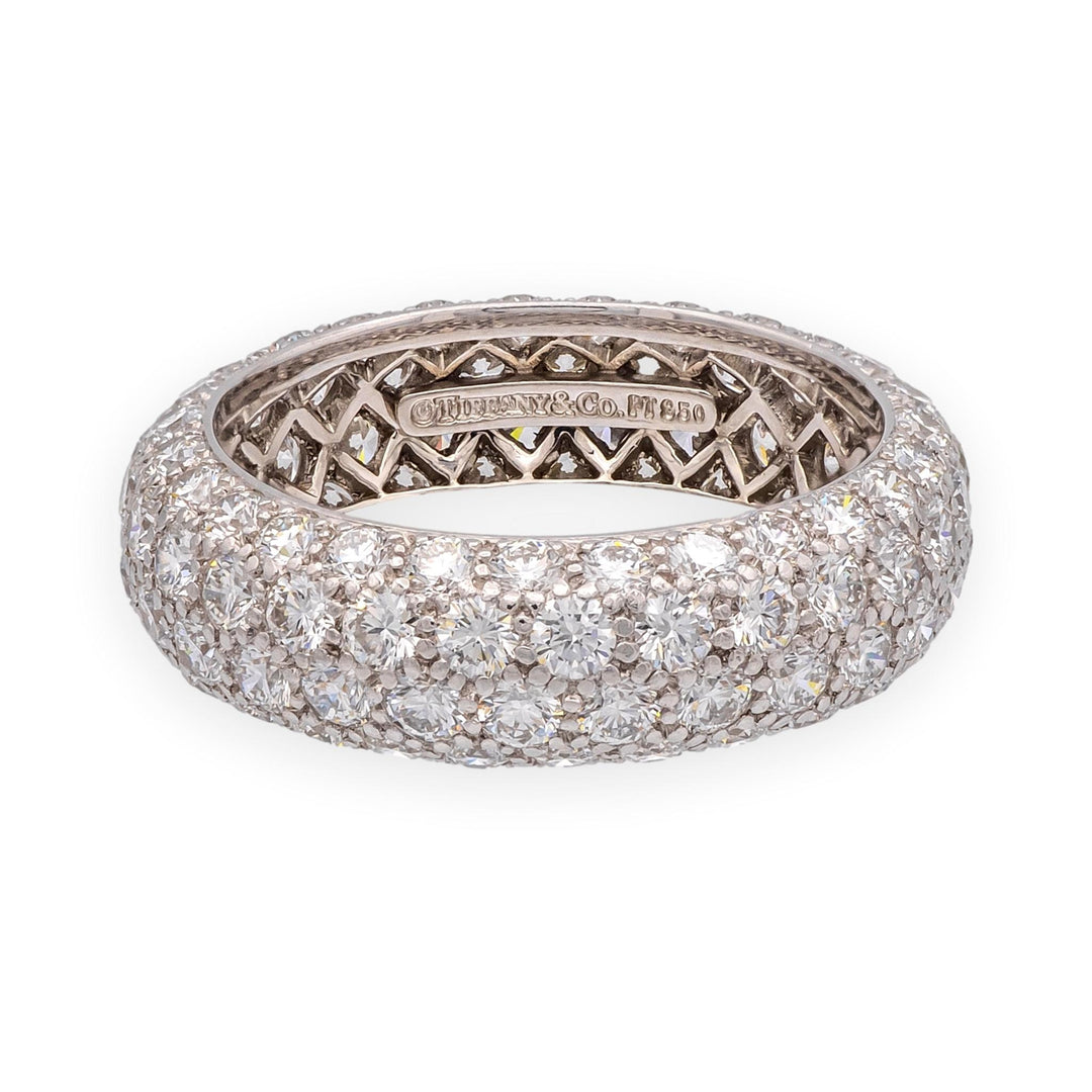 Tiffany & Co. Etoile 4-Row Pavé Diamond Band Ring 2.80 CTW Platinum Size 5.5