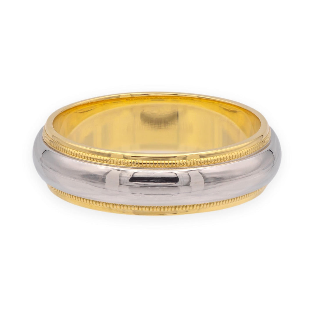 Tiffany & Co. Platinum 18K Together Double Millgrain 6mm Men's Band Ring Size 10