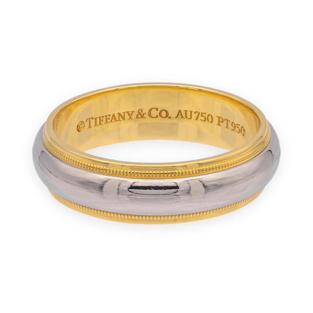 Tiffany & Co. Platinum 18K Together Double Millgrain 6mm Men's Band Ring Size 10