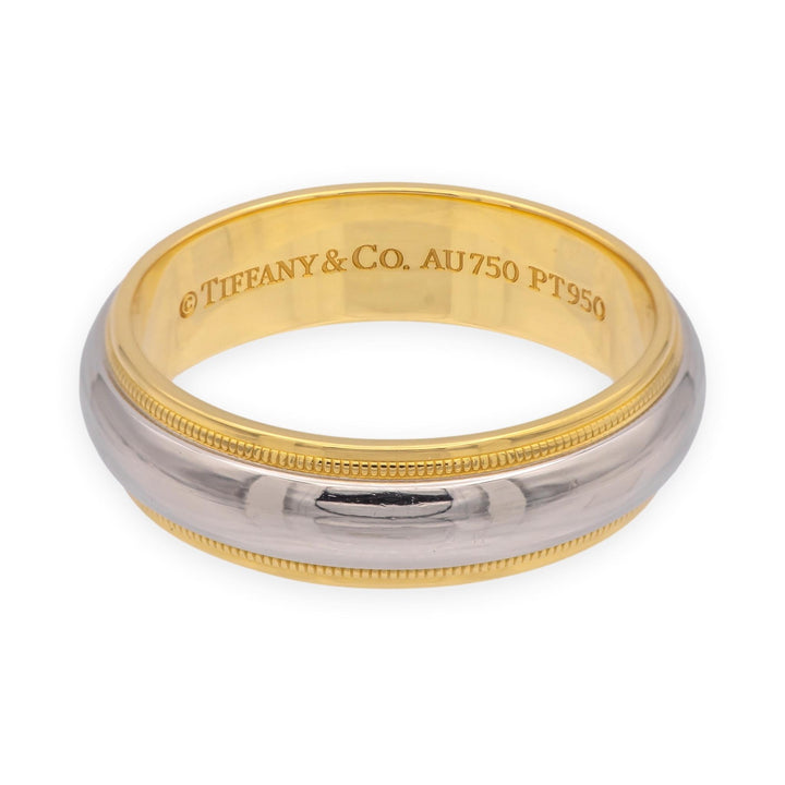 Tiffany & Co. Platinum 18K Together Double Millgrain 6mm Men's Band Ring Size 10