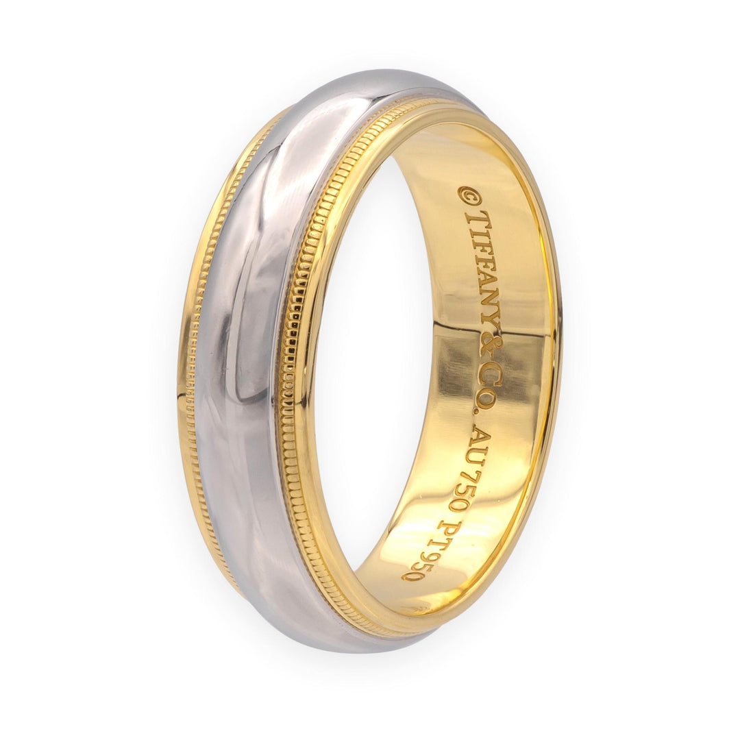 Tiffany & Co. Platinum 18K Together Double Millgrain 6mm Men's Band Ring Size 10