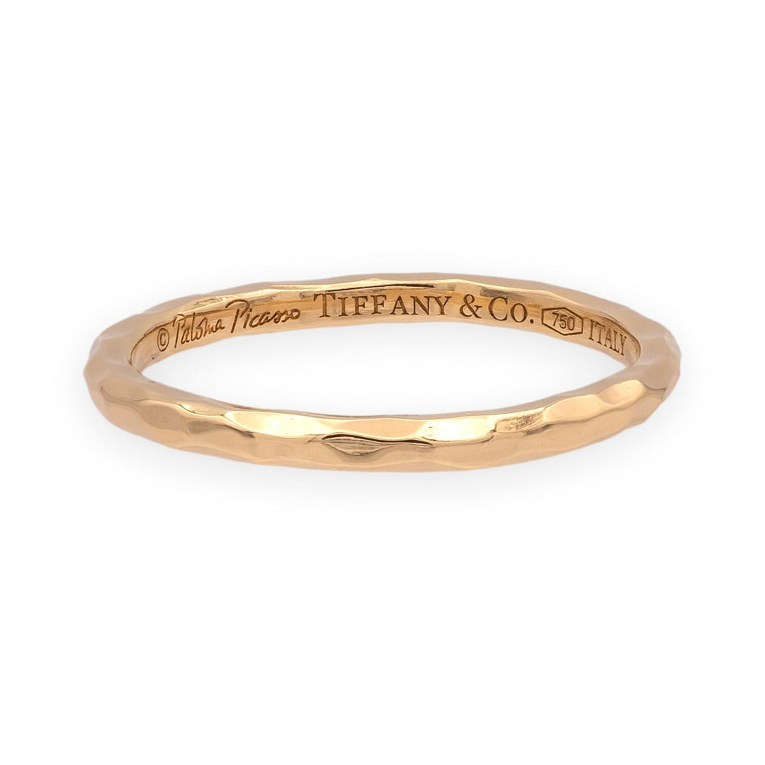 Tiffany & Co. Paloma Picasso Hammered 18K Rose Gold Band Ring 1.8mm Size 6