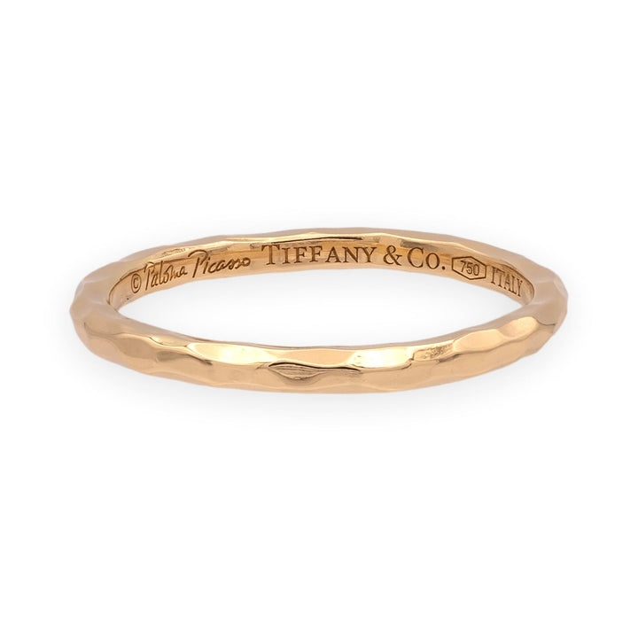 Tiffany & Co. Paloma Picasso Hammered 18K Rose Gold Band Ring 1.8mm Size 6