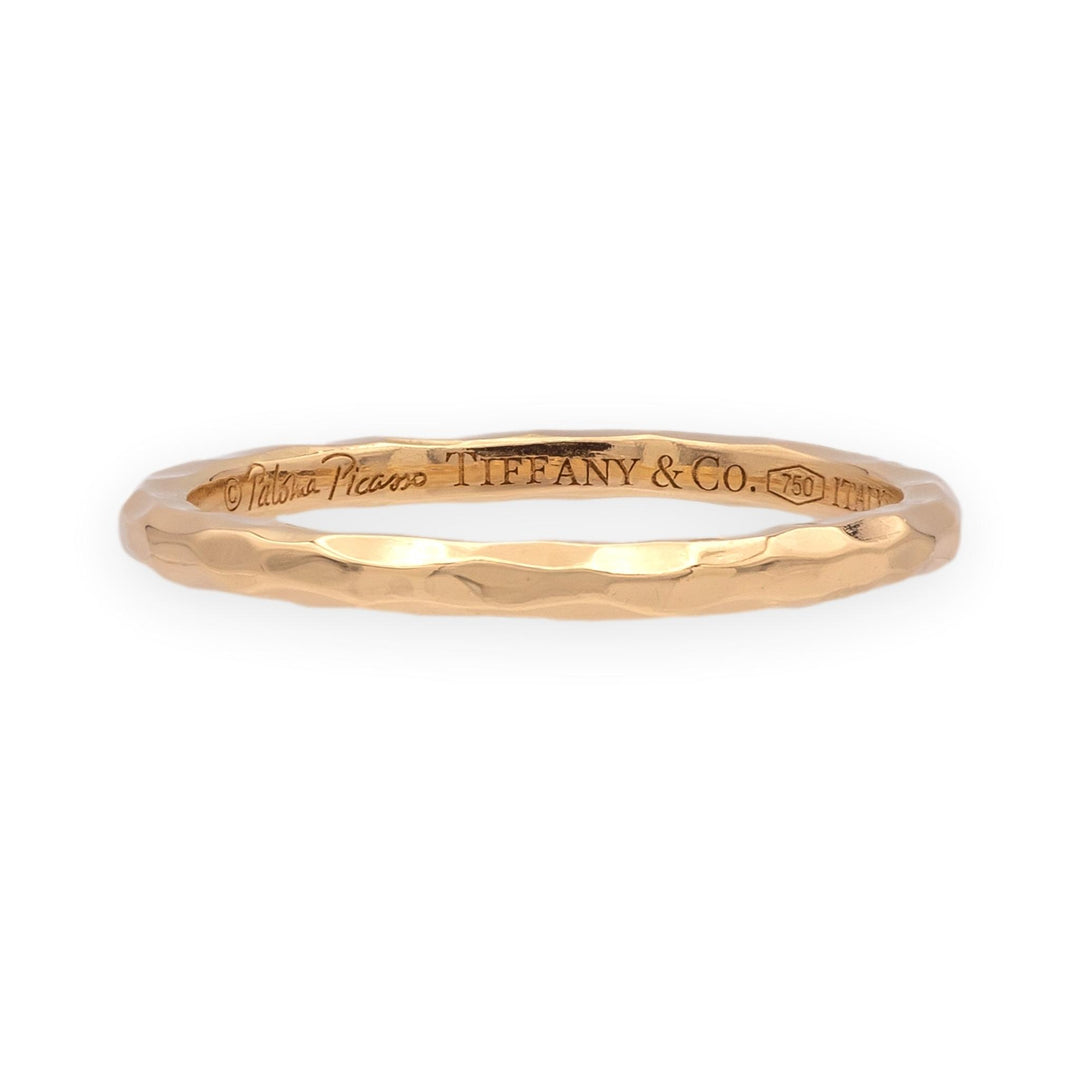 Tiffany & Co. Paloma Picasso Hammered 18K Rose Gold Band Ring 1.8mm Size 6