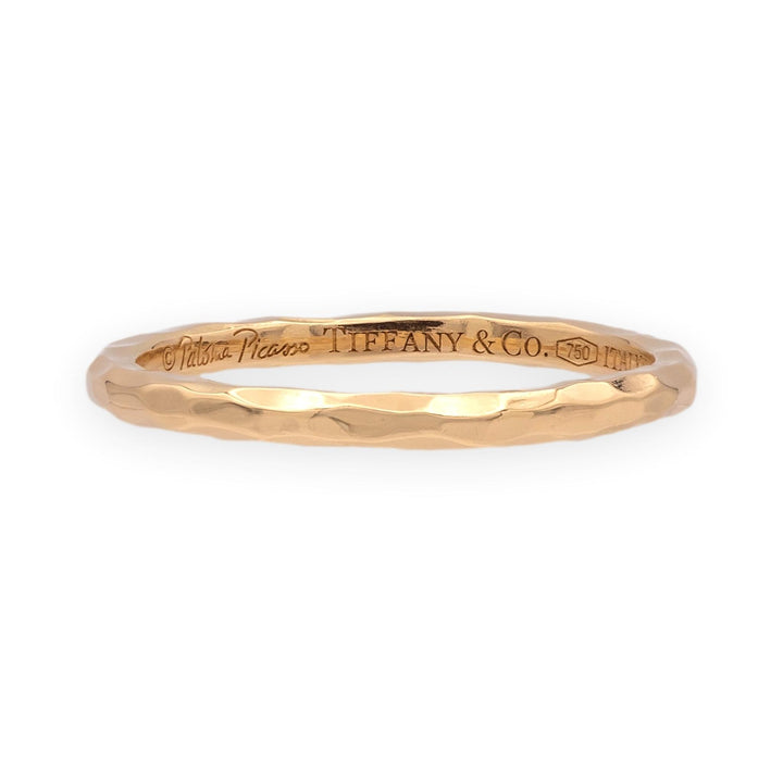 Tiffany & Co. Paloma Picasso Hammered 18K Rose Gold Band Ring 1.8mm Size 6