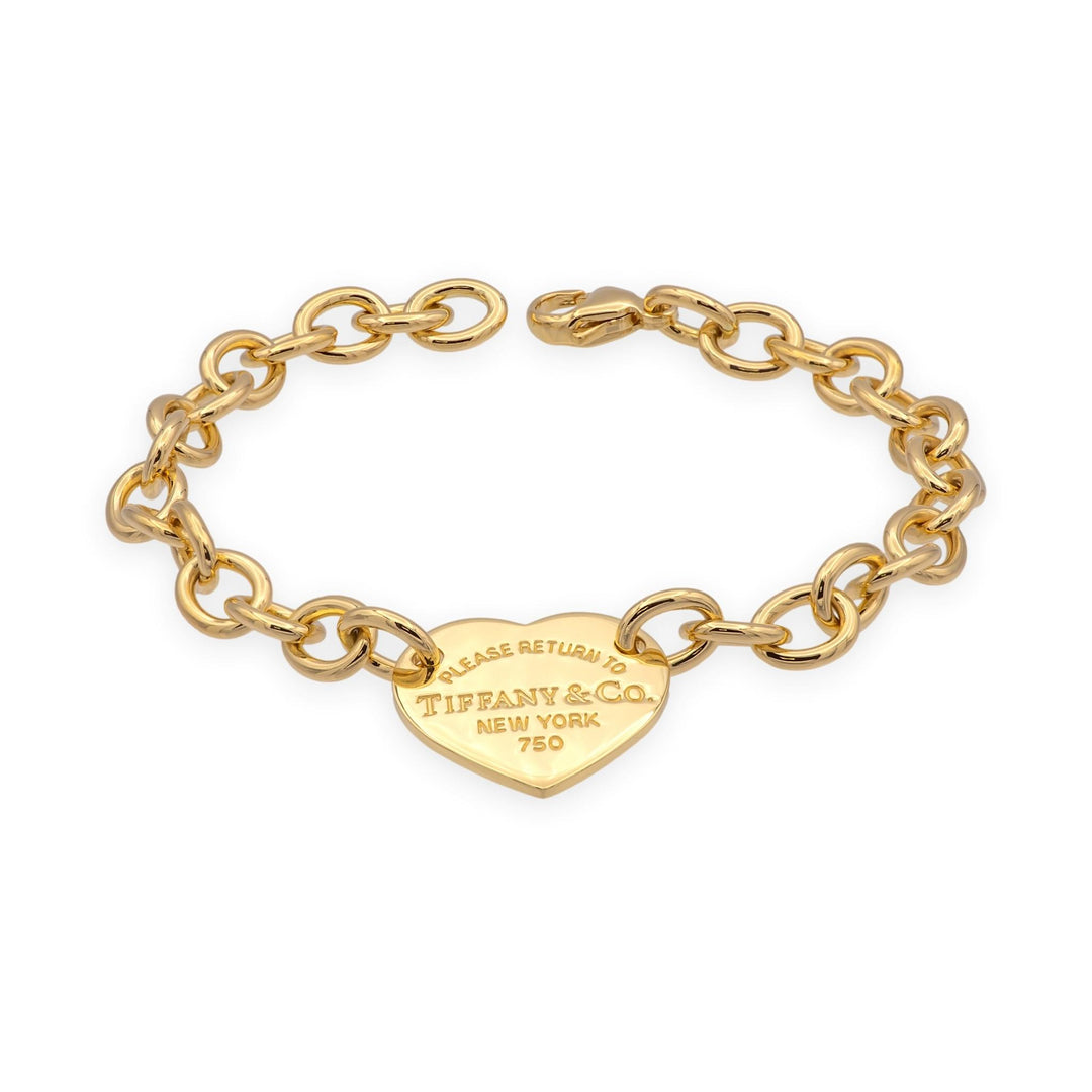 Tiffany & Co. Return to Tiffany 18K Yellow Gold Heart Tag Link Bracelet 7"