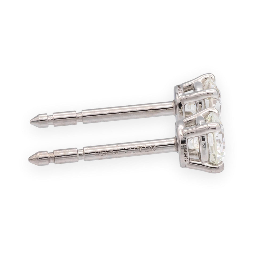 Tiffany & Co. Platinum Round Diamond Stud Earrings 0.54ct TW I VS1