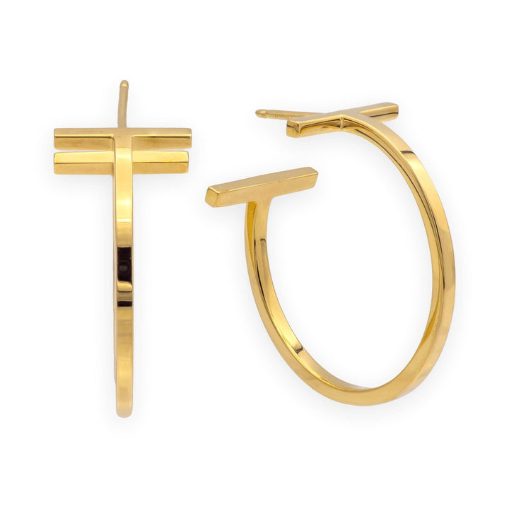 Tiffany & Co. Tiffany T 18K Yellow Gold Wire Hoop Earrings 23mm