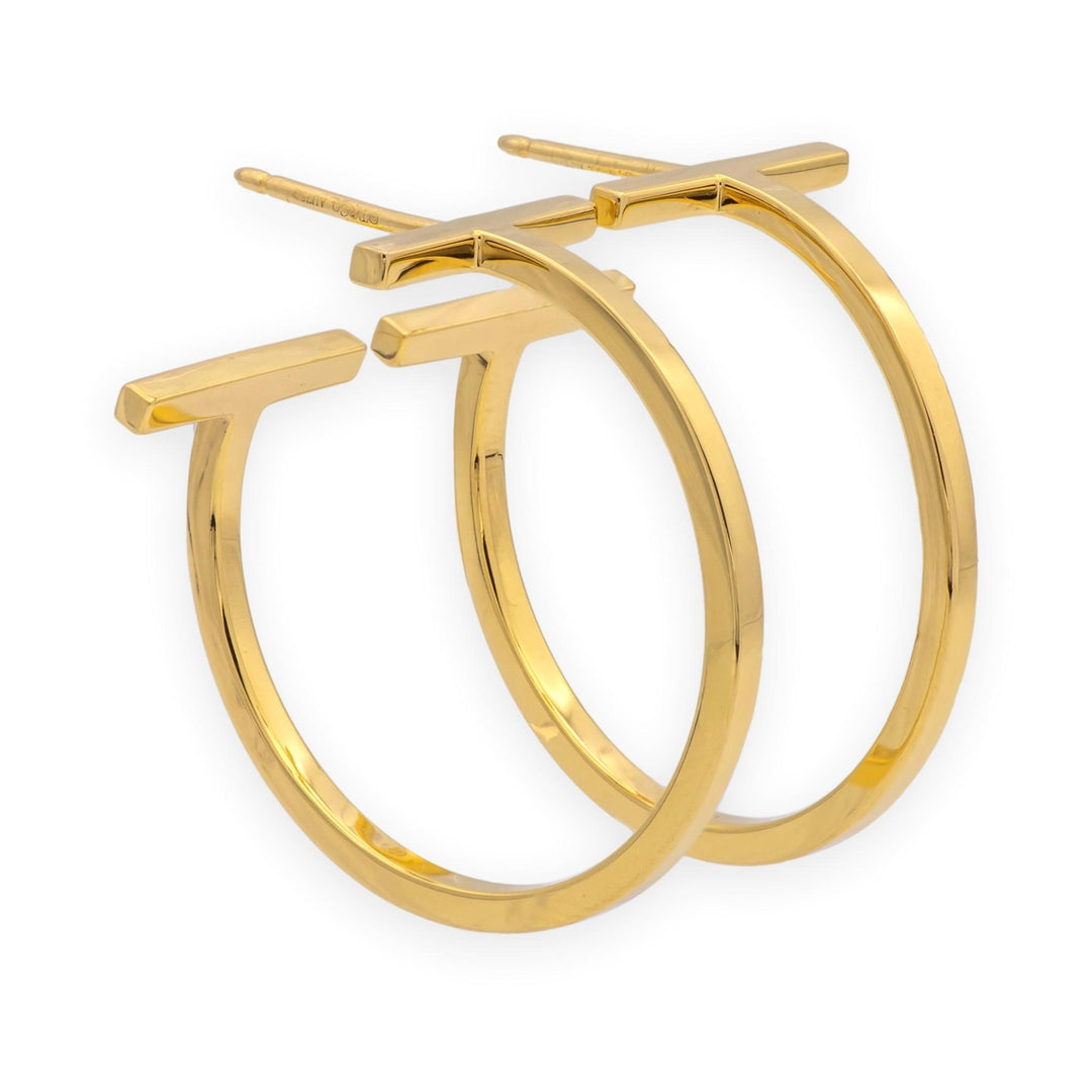 Tiffany & Co. Tiffany T 18K Yellow Gold Wire Hoop Earrings 23mm