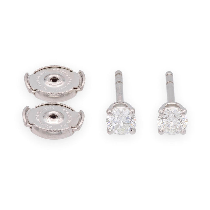 Tiffany & Co. Platinum Round Diamond Stud Earrings 0.54ct TW I VS1