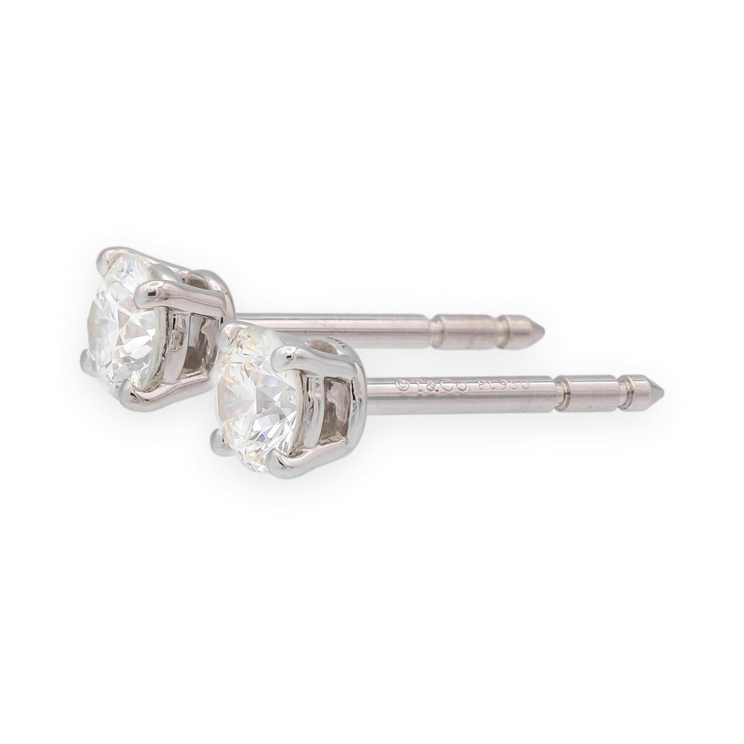 Tiffany & Co. Platinum Round Diamond Stud Earrings 0.54ct TW I VS1