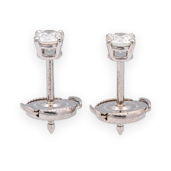 Tiffany & Co. Platinum Round Diamond Stud Earrings 0.54ct TW I VS1