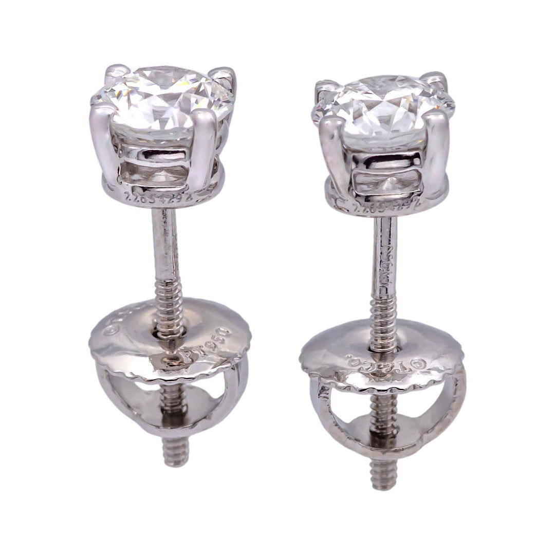 Tiffany & Co. Platinum Round 0.95Cts. TW VVS1 Diamond Solitaire Stud Earrings