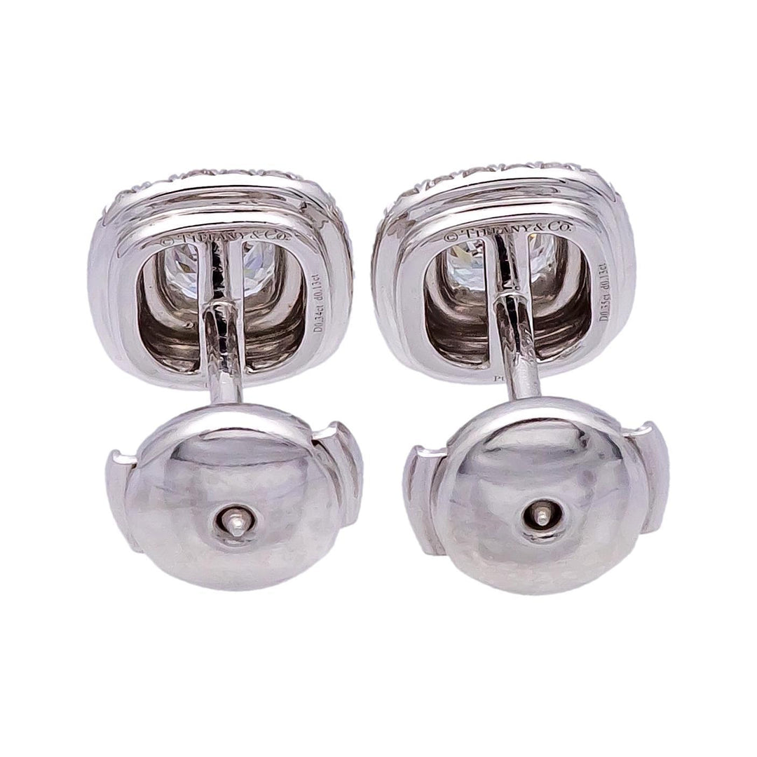 Tiffany & Co. Platinum Cushion Double Soleste 0.95ct TW Stud Earrings HVVS1