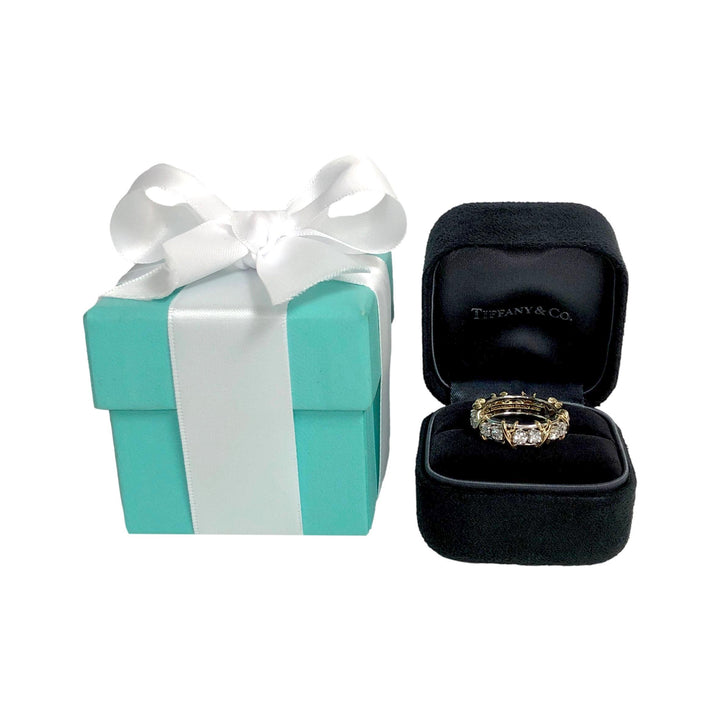 Tiffany & Co. Schlumberger 16-Stone Platinum & 18K Diamond Ring 1.14ct Size 5