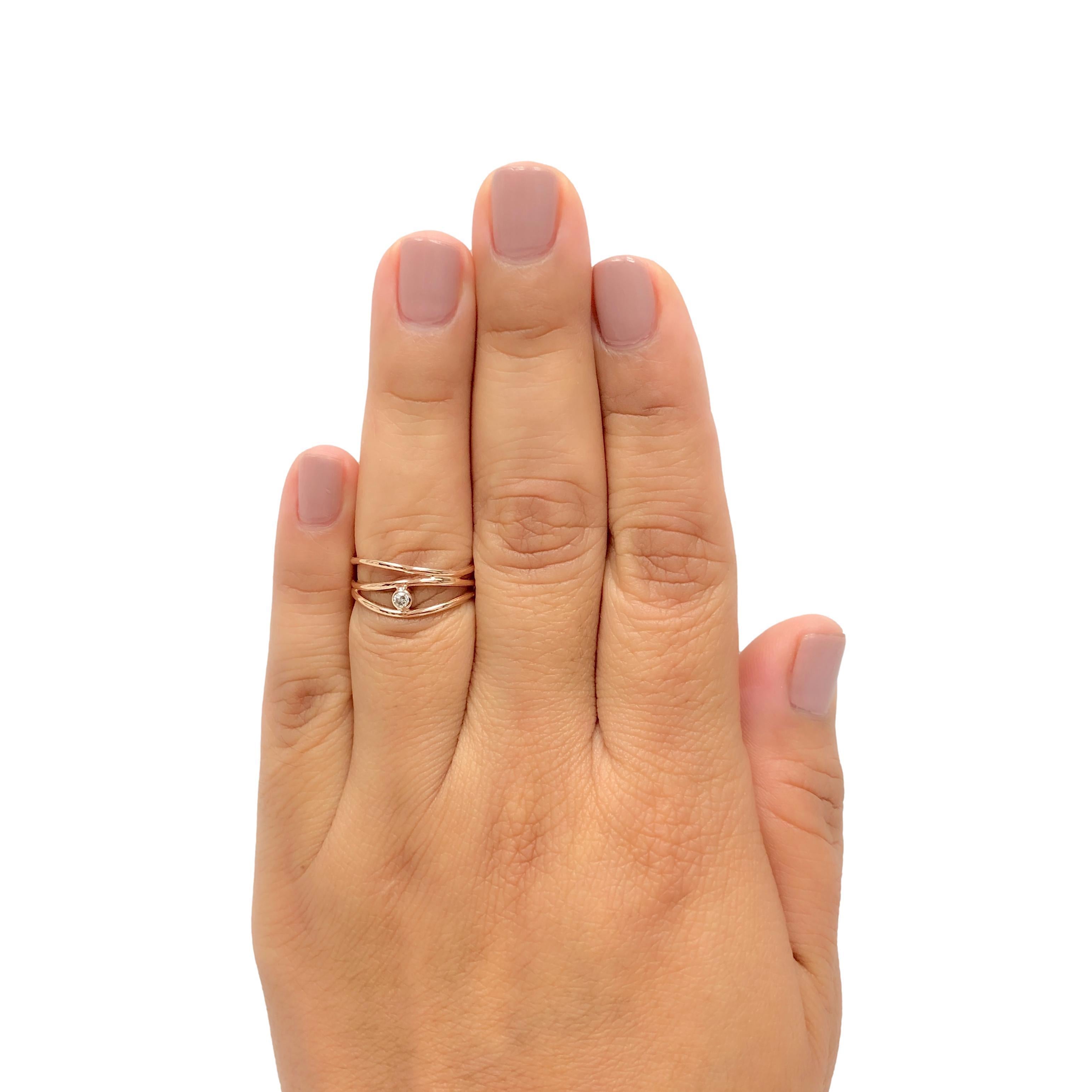 Tiffany & Co Elsa Peretti 18K Rose Gold Three-Row Diamond Band