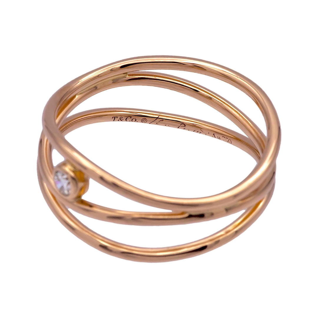 Tiffany & Co Elsa Peretti 18K Rose Gold Three-Row Diamond Band Ring Size 6.5