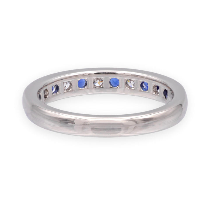 Tiffany & Co Platinum Channel-set Half Circle Diamond Sapphire Band Ring