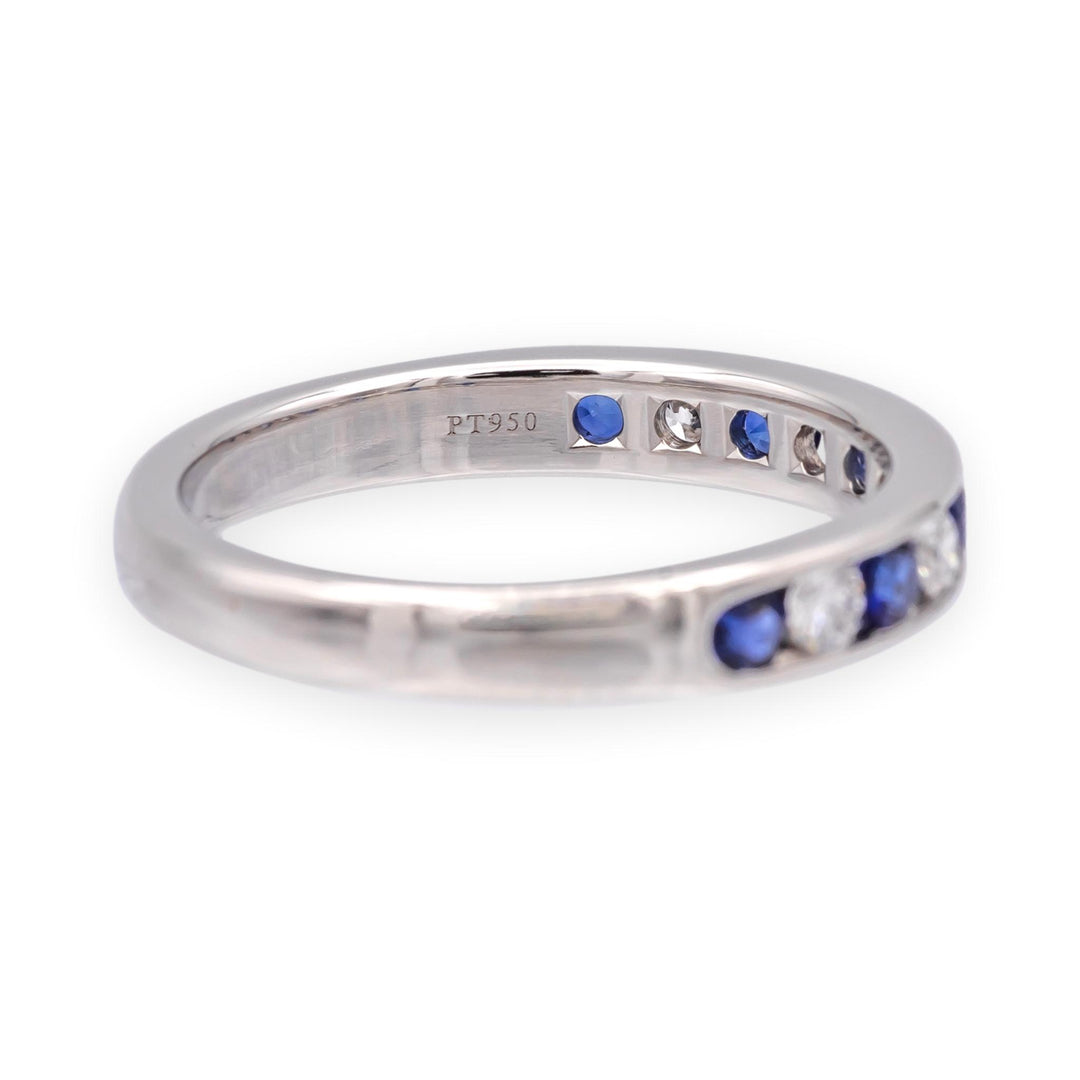 Tiffany & Co Platinum Channel-set Half Circle Diamond Sapphire Band Ring