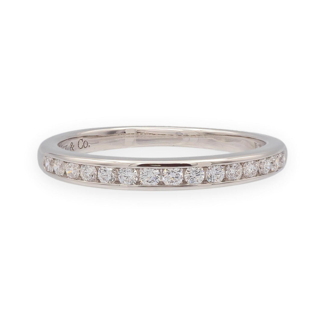 Tiffany & Co. Platinum 2.5mm Half Circle Diamond Eternity Band Ring .21ct