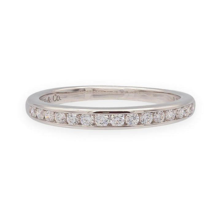 Tiffany & Co. Platinum 2.5mm Half Circle Diamond Eternity Band Ring .21ct