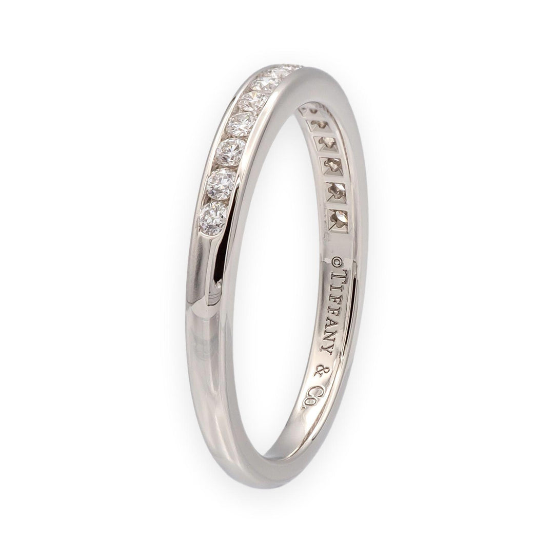 Tiffany & Co. Platinum 2.5mm Half Circle Diamond Eternity Band Ring .21ct