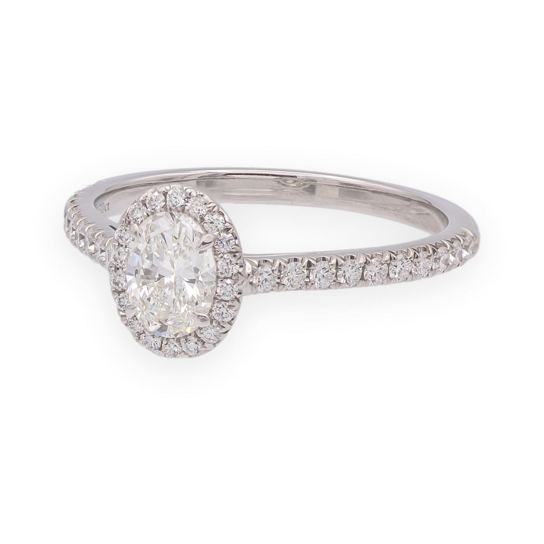 Tiffany & Co Platinum Soleste 0.50 Ct. Center Oval Diamond Engagement Ring G VS1
