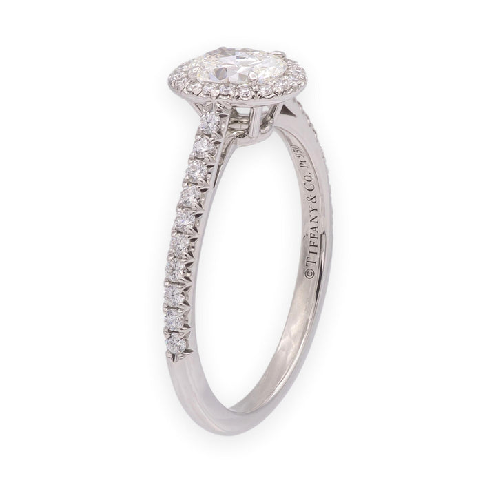 Tiffany & Co Platinum Soleste 0.50 Ct. Center Oval Diamond Engagement Ring G VS1