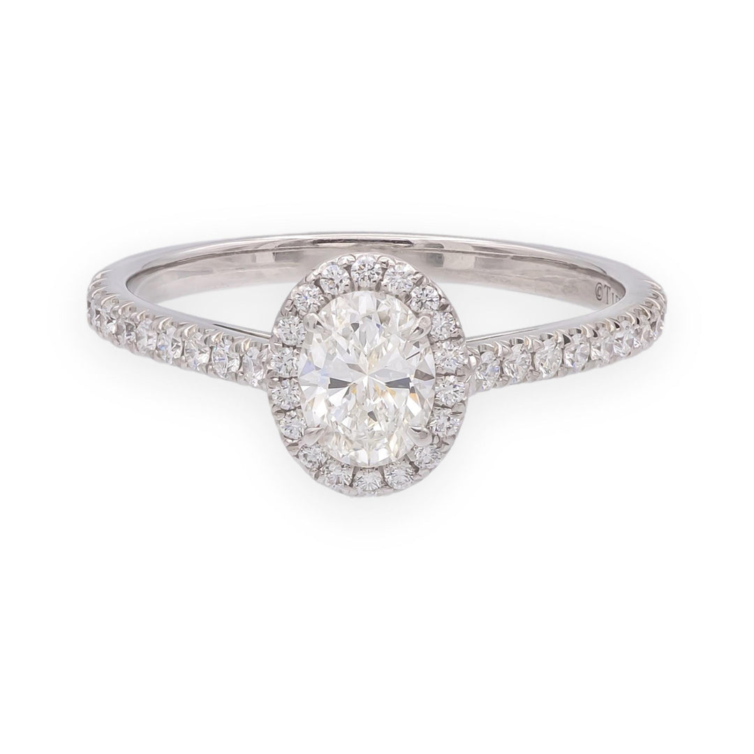 Tiffany & Co Platinum Soleste 0.50 Ct. Center Oval Diamond Engagement Ring G VS1