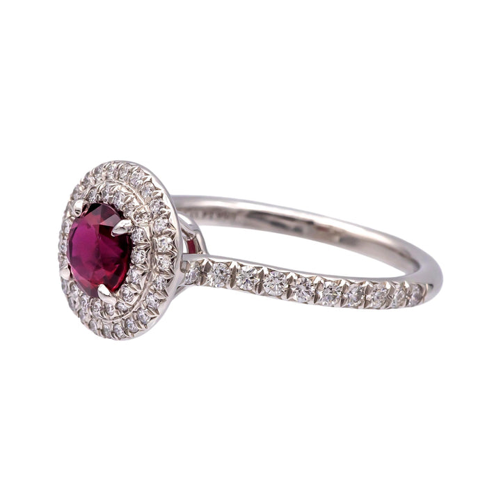 Tiffany & Co Platinum Soleste Round Ruby and Diamond Ring