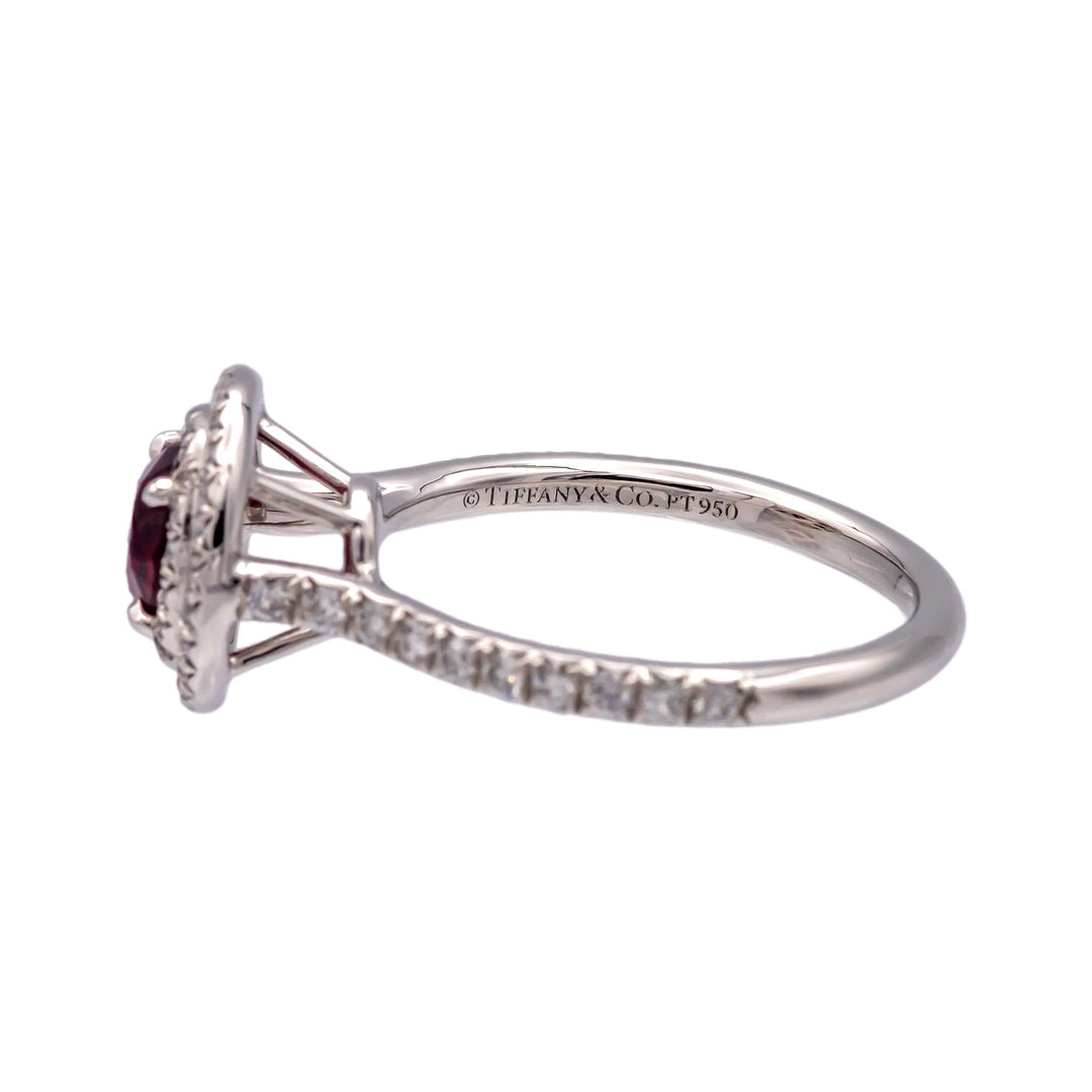 Tiffany & Co Platinum Soleste Round Ruby and Diamond Ring